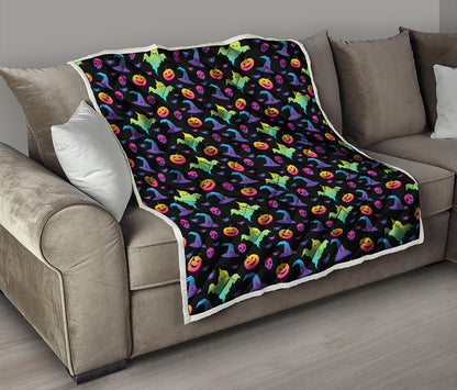 Colorful Halloween Party Pattern Print Quilt