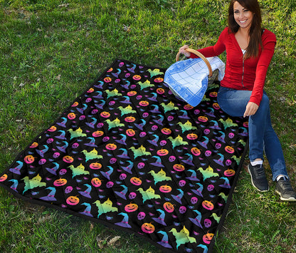 Colorful Halloween Party Pattern Print Quilt