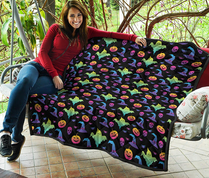 Colorful Halloween Party Pattern Print Quilt