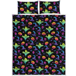 Colorful Halloween Party Pattern Print Quilt Bed Set