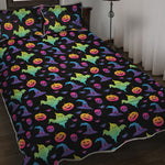 Colorful Halloween Party Pattern Print Quilt Bed Set