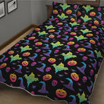 Colorful Halloween Party Pattern Print Quilt Bed Set
