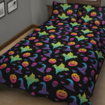 Colorful Halloween Party Pattern Print Quilt Bed Set