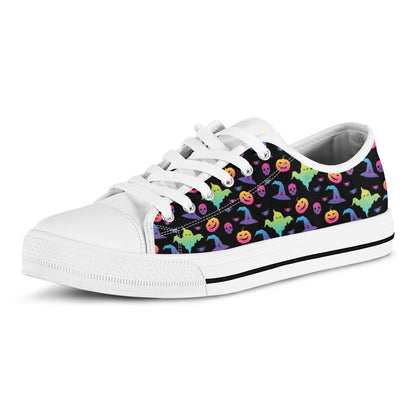 Colorful Halloween Party Pattern Print White Low Top Shoes