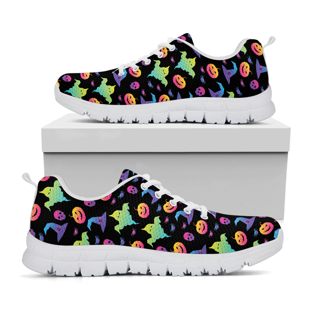 Colorful Halloween Party Pattern Print White Sneakers