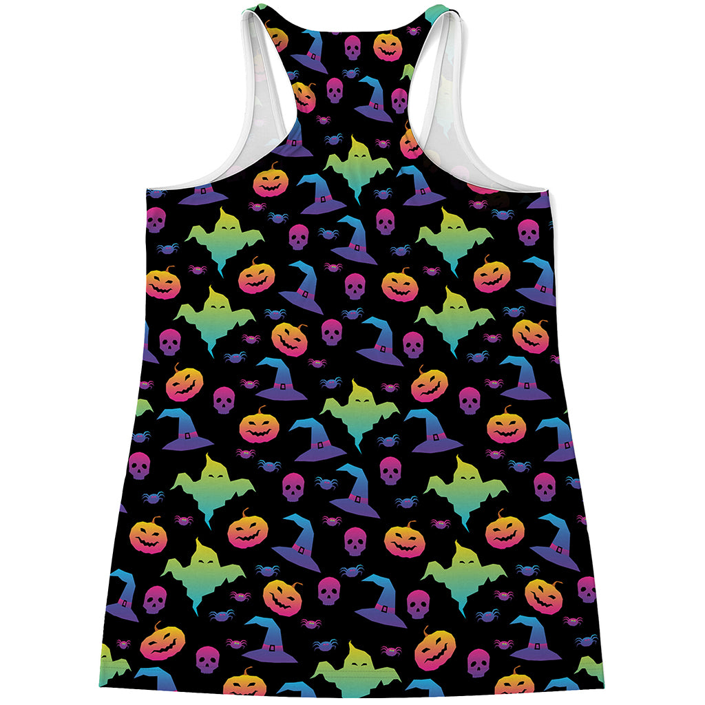 Colorful Halloween Party Pattern Print Women's Racerback Tank Top