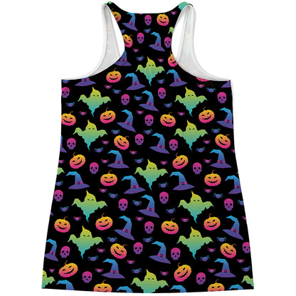 Colorful Halloween Party Pattern Print Women's Racerback Tank Top