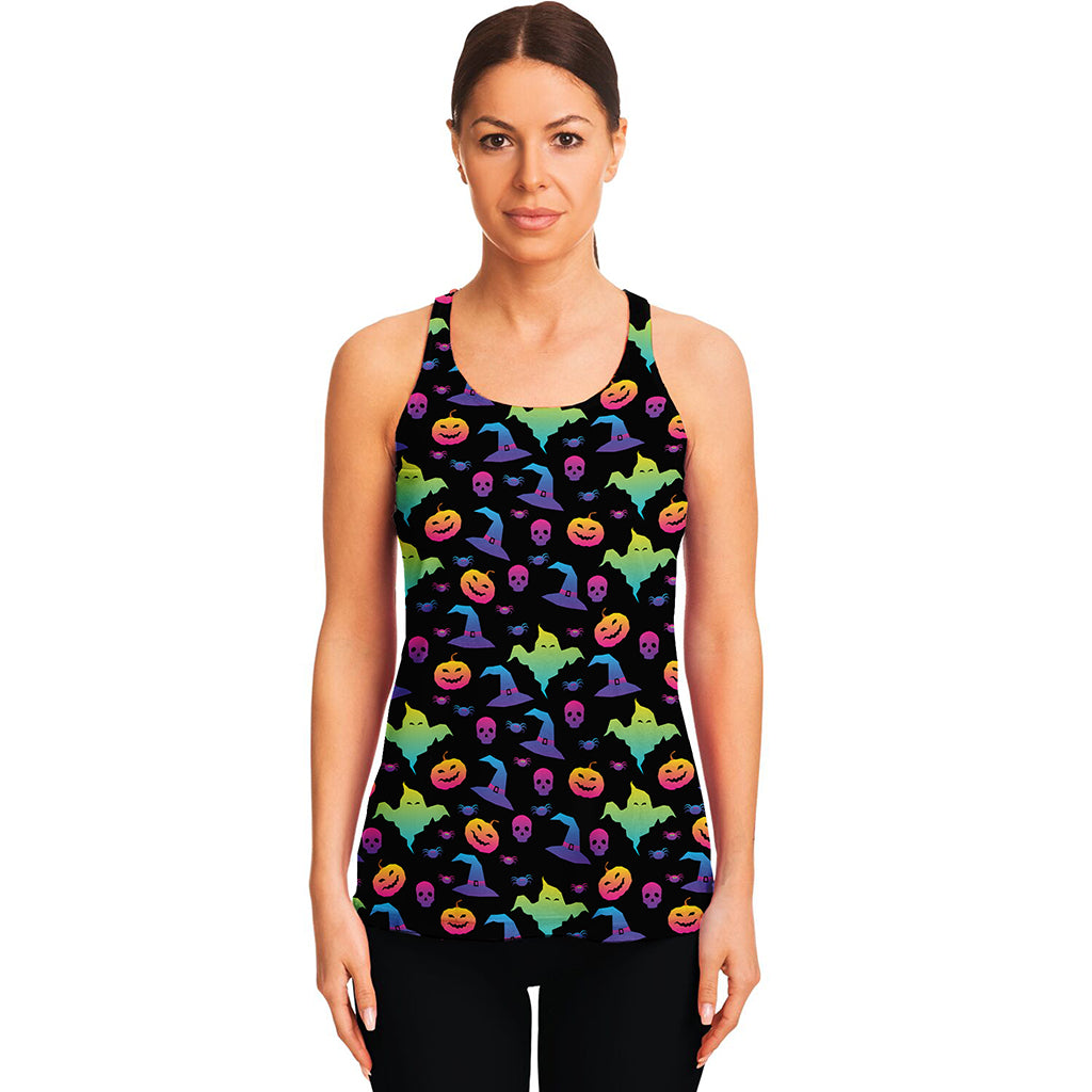 Colorful Halloween Party Pattern Print Women's Racerback Tank Top