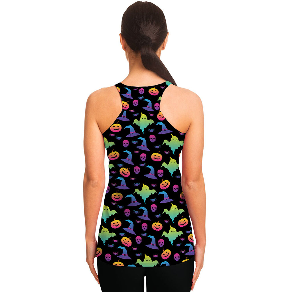 Colorful Halloween Party Pattern Print Women's Racerback Tank Top