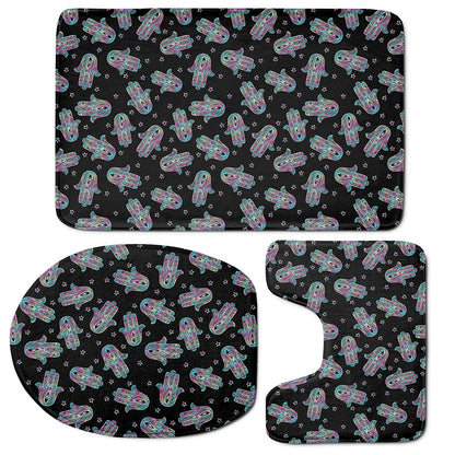 Colorful Hamsa Hand Print 3 Piece Bath Mat Set