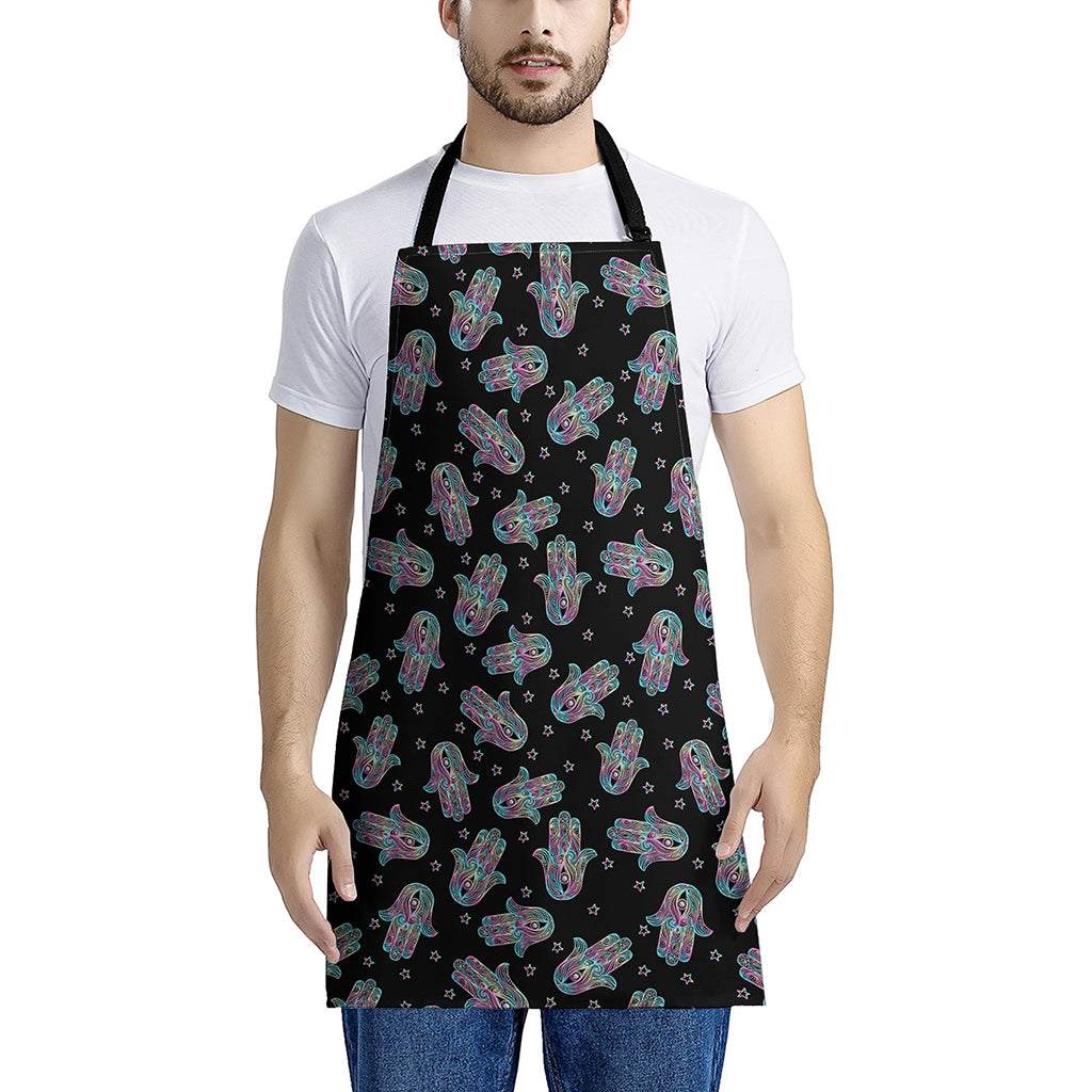 Colorful Hamsa Hand Print Apron