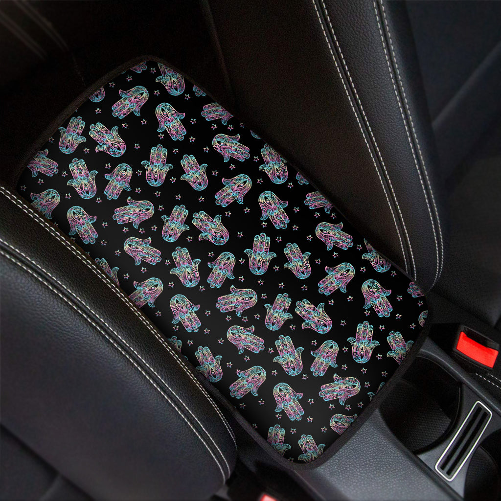Colorful Hamsa Hand Print Car Center Console Cover