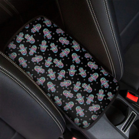 Colorful Hamsa Hand Print Car Center Console Cover