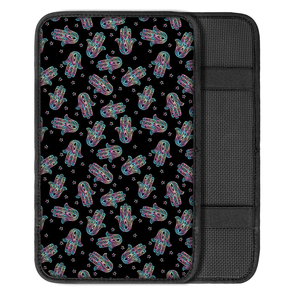 Colorful Hamsa Hand Print Car Center Console Cover