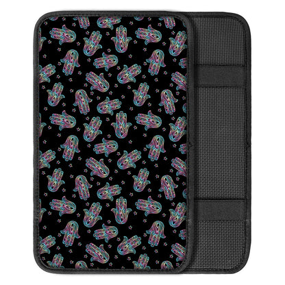 Colorful Hamsa Hand Print Car Center Console Cover
