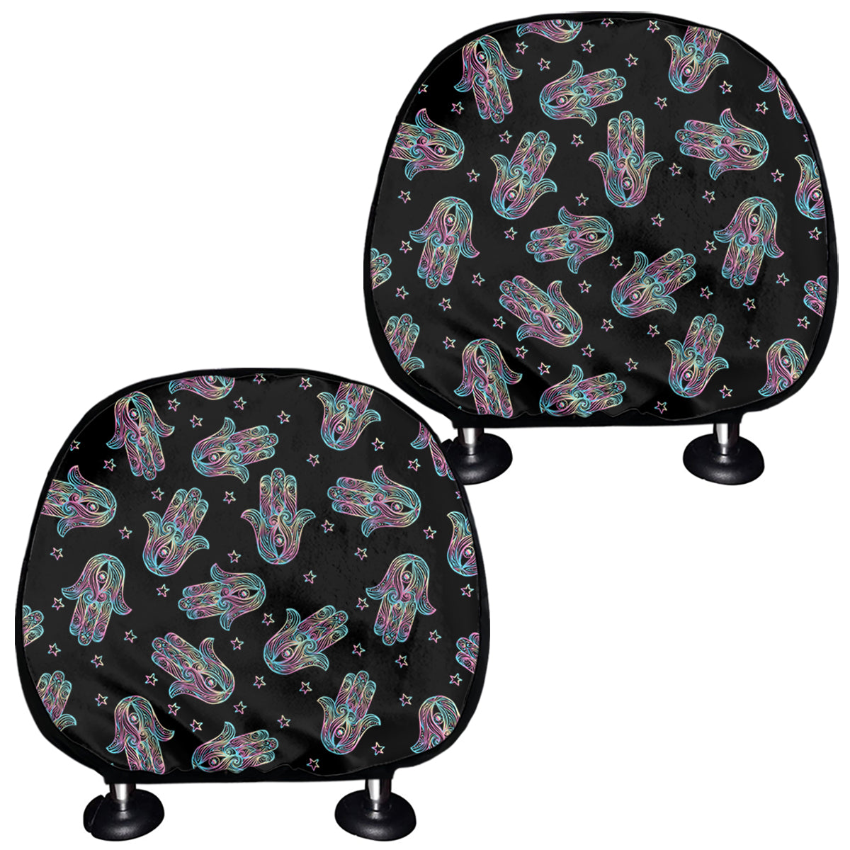 Colorful Hamsa Hand Print Car Headrest Covers