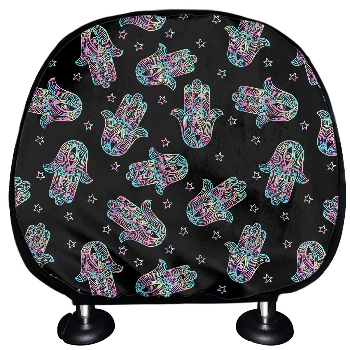Colorful Hamsa Hand Print Car Headrest Covers