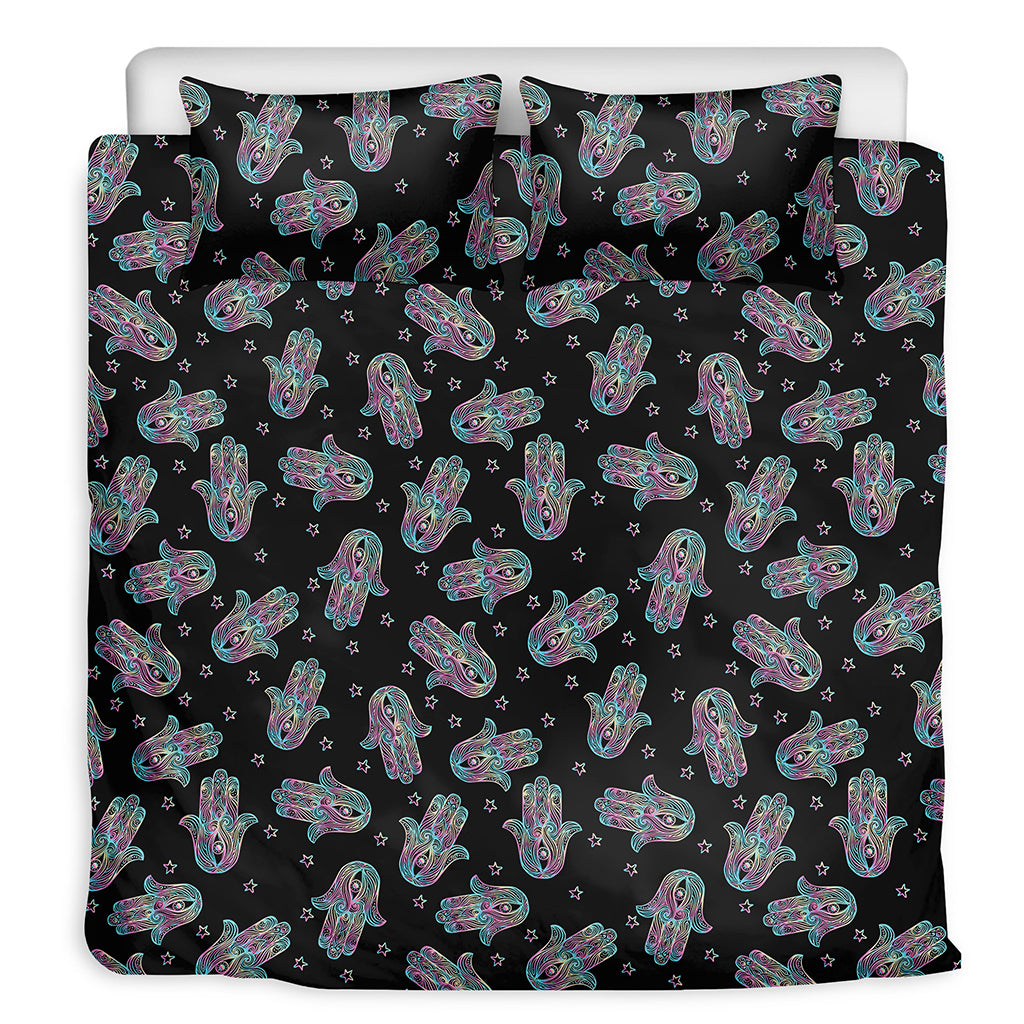 Colorful Hamsa Hand Print Duvet Cover Bedding Set
