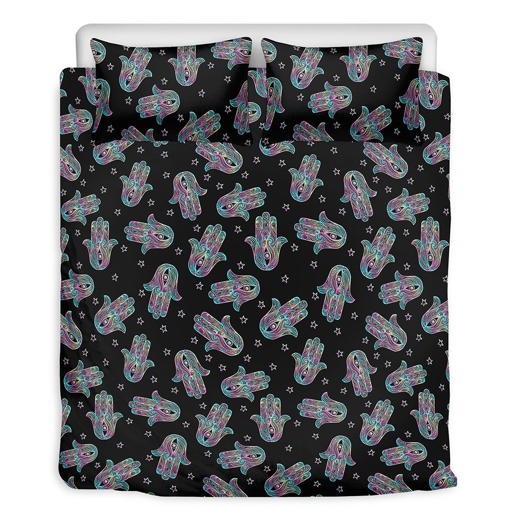 Colorful Hamsa Hand Print Duvet Cover Bedding Set