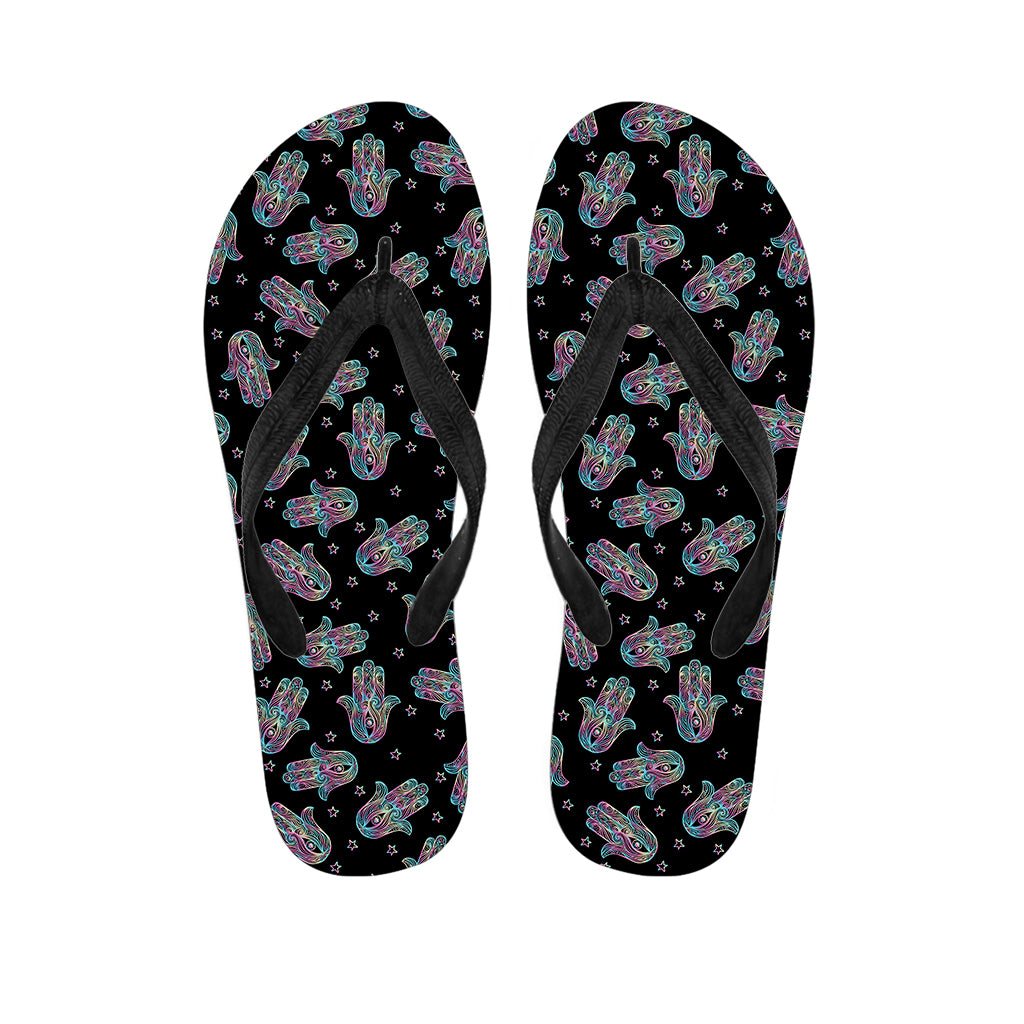 Colorful Hamsa Hand Print Flip Flops