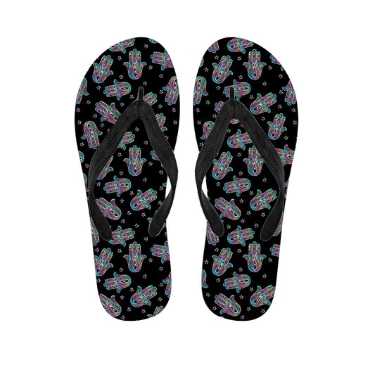 Colorful Hamsa Hand Print Flip Flops