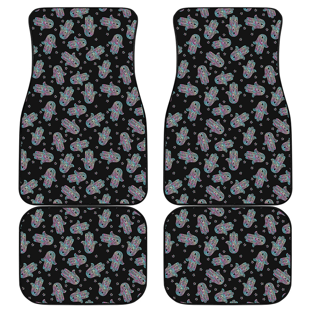 Colorful Hamsa Hand Print Front and Back Car Floor Mats