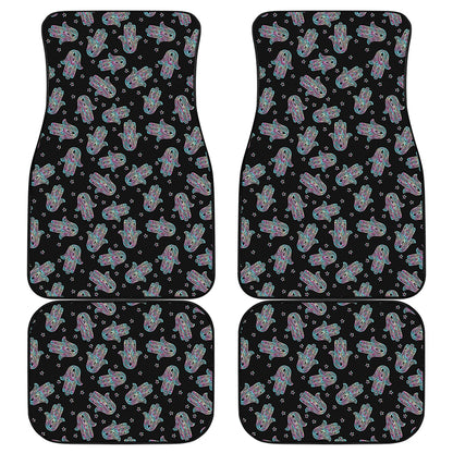 Colorful Hamsa Hand Print Front and Back Car Floor Mats