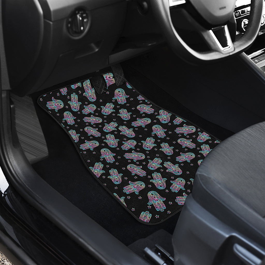 Colorful Hamsa Hand Print Front and Back Car Floor Mats