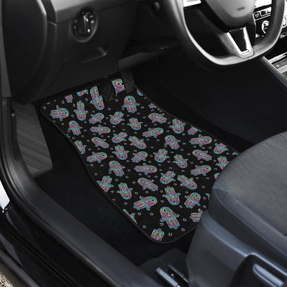 Colorful Hamsa Hand Print Front and Back Car Floor Mats