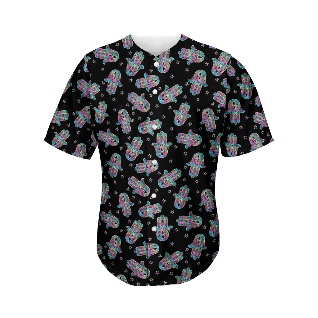Colorful Hamsa Hand Print Men's Baseball Jersey