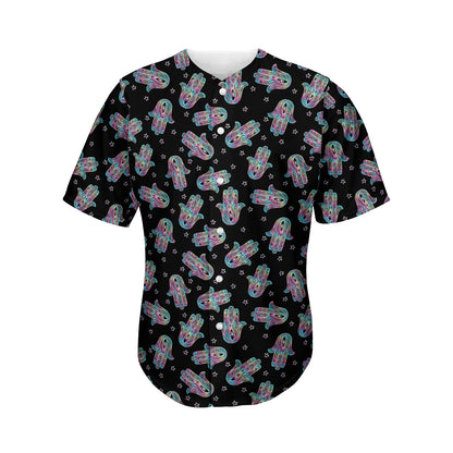 Colorful Hamsa Hand Print Men's Baseball Jersey