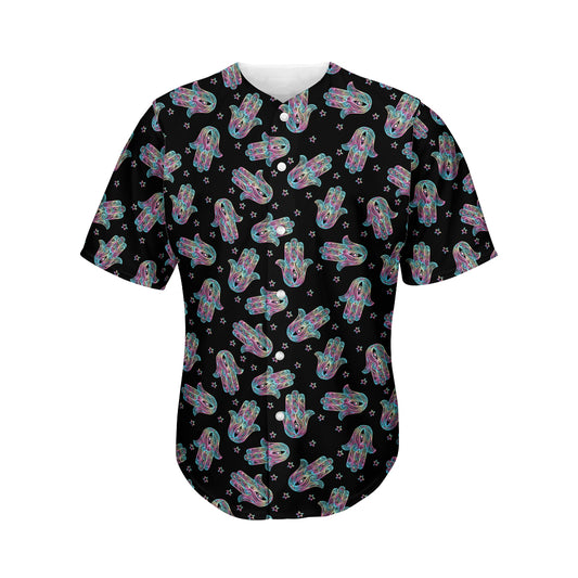 Colorful Hamsa Hand Print Men's Baseball Jersey