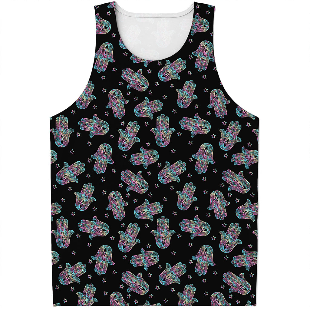 Colorful Hamsa Hand Print Men's Tank Top