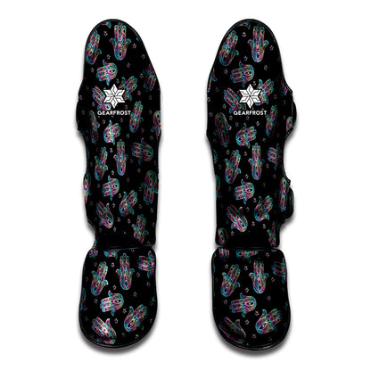 Colorful Hamsa Hand Print Muay Thai Shin Guard
