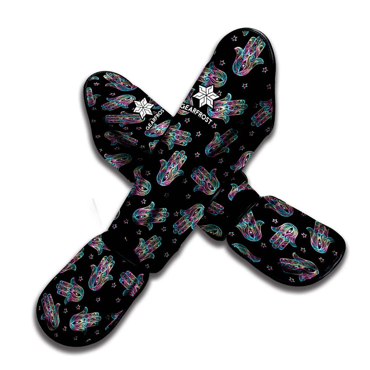 Colorful Hamsa Hand Print Muay Thai Shin Guard