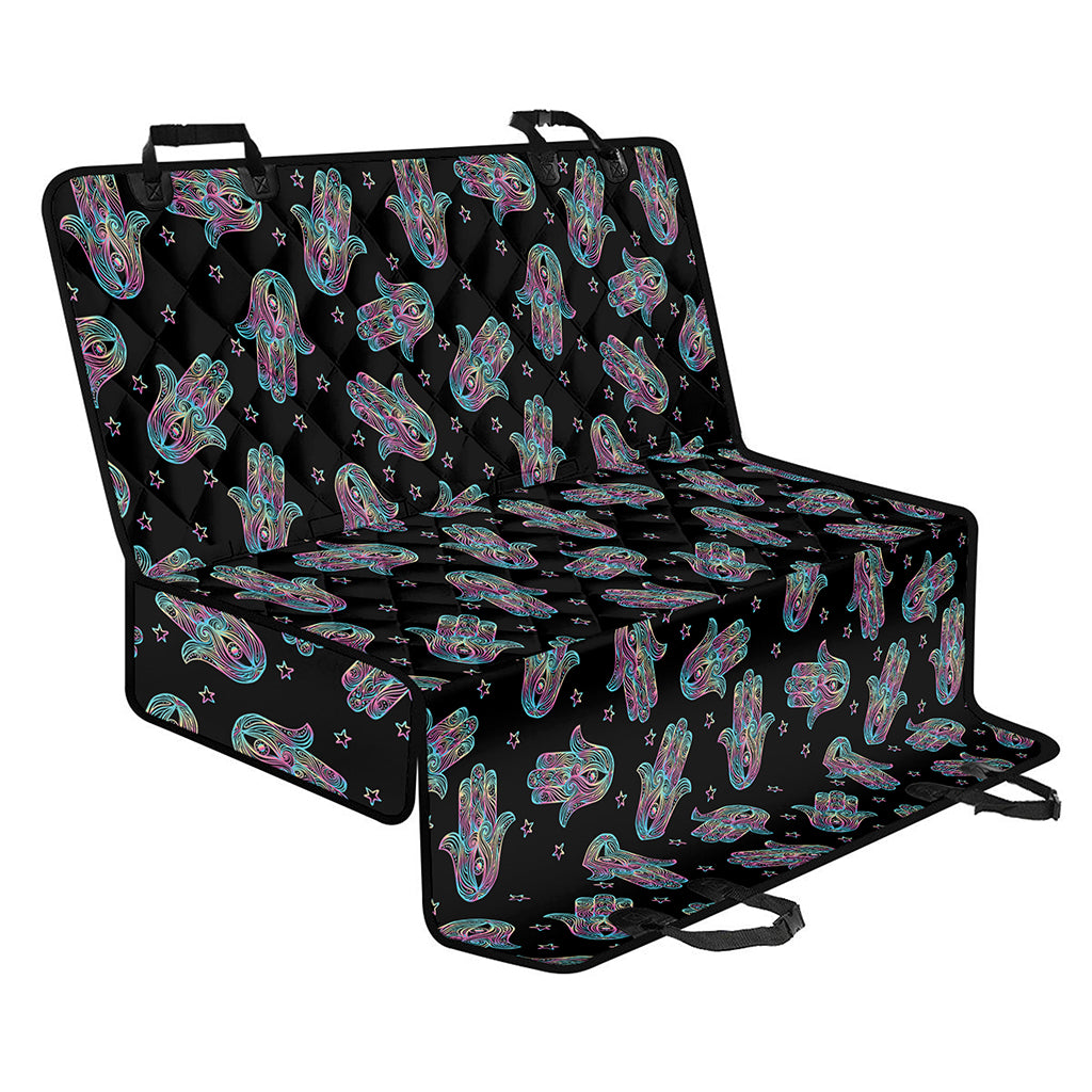 Colorful Hamsa Hand Print Pet Car Back Seat Cover
