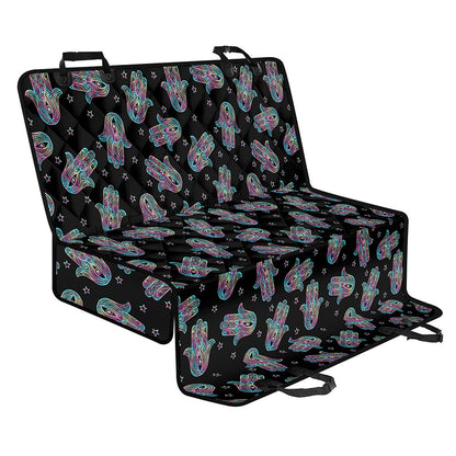 Colorful Hamsa Hand Print Pet Car Back Seat Cover