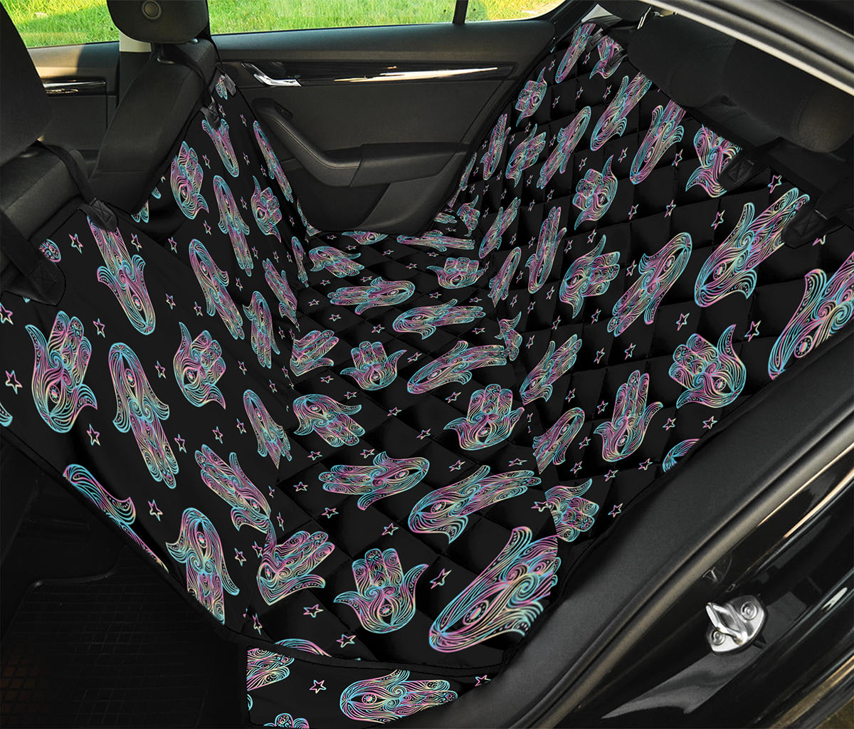 Colorful Hamsa Hand Print Pet Car Back Seat Cover