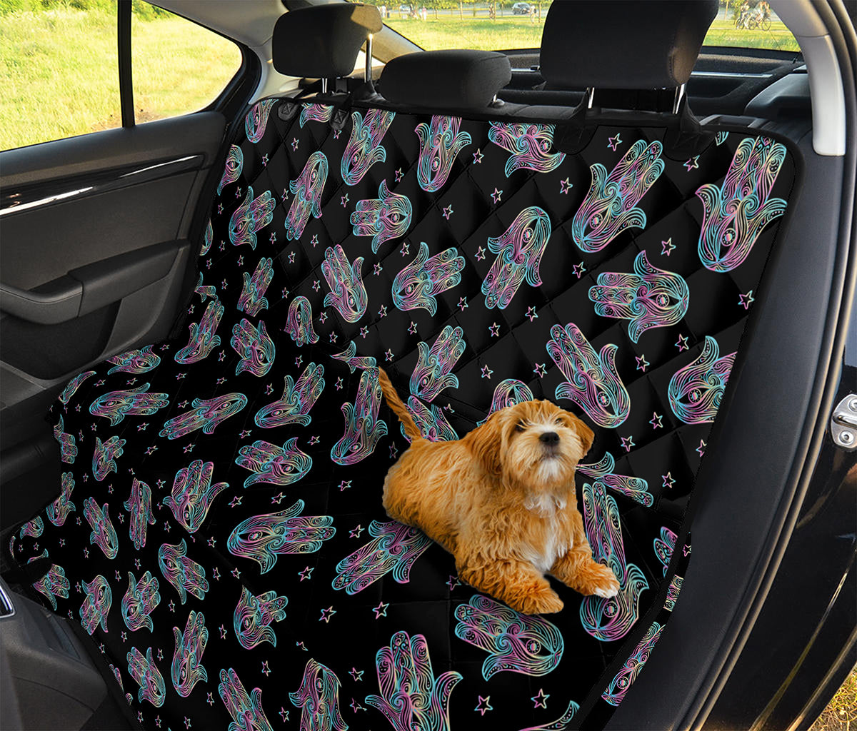 Colorful Hamsa Hand Print Pet Car Back Seat Cover