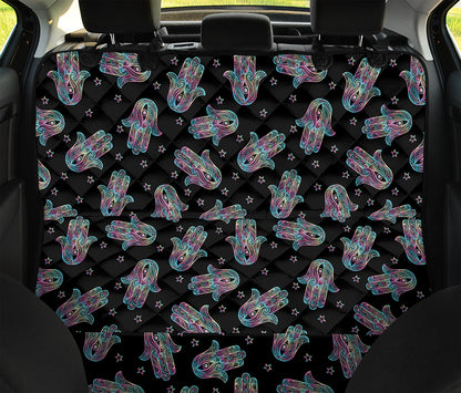 Colorful Hamsa Hand Print Pet Car Back Seat Cover