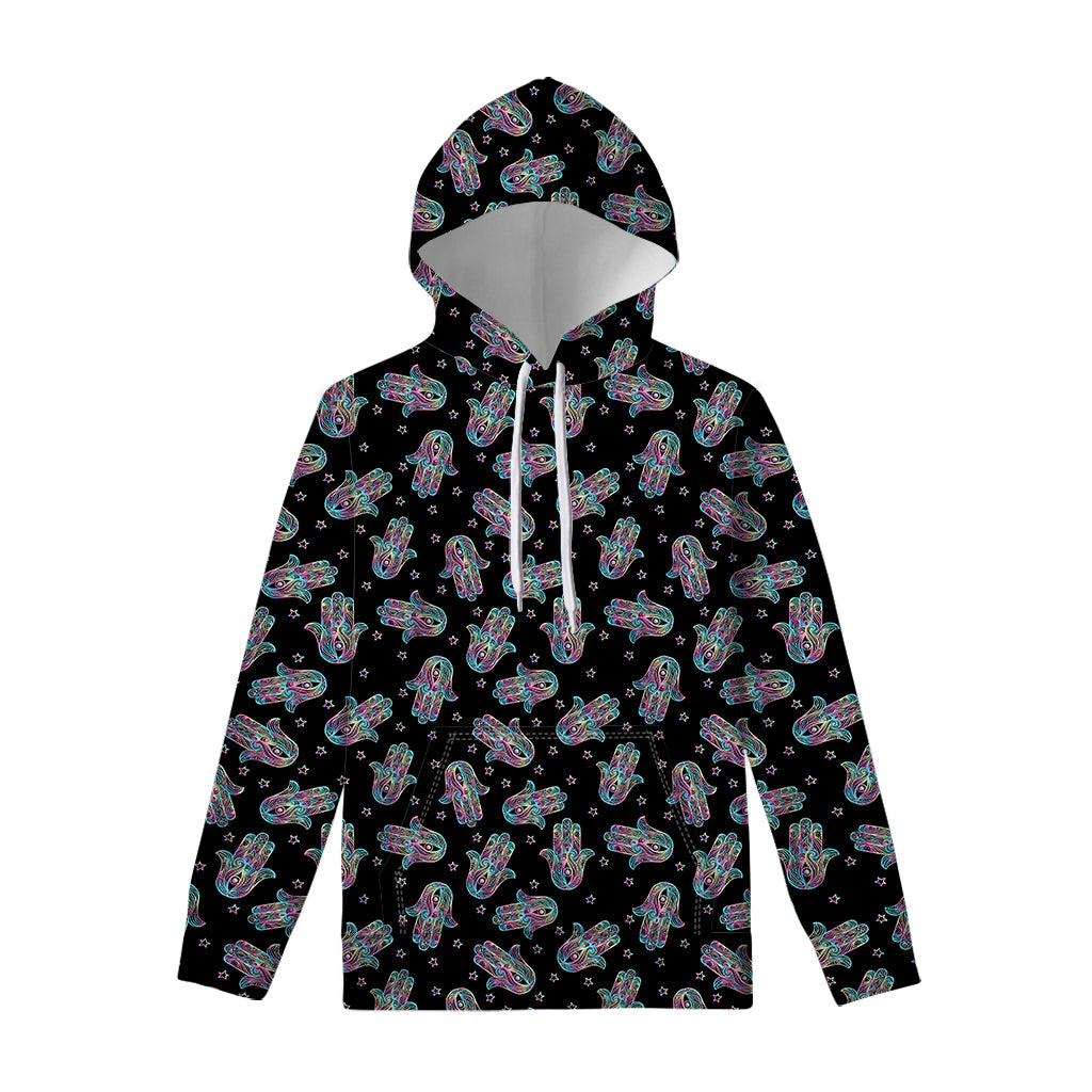 Colorful Hamsa Hand Print Pullover Hoodie