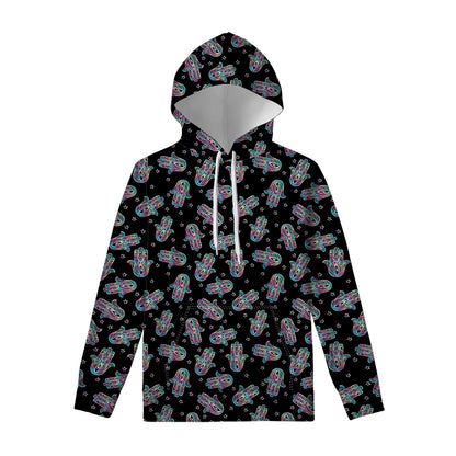 Colorful Hamsa Hand Print Pullover Hoodie
