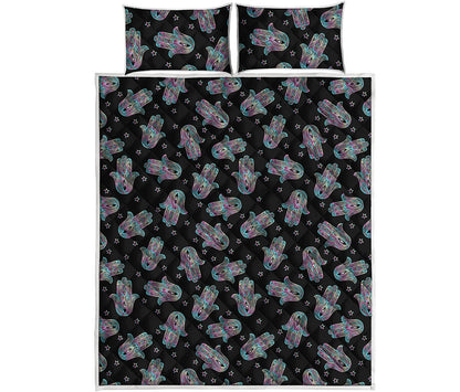 Colorful Hamsa Hand Print Quilt Bed Set