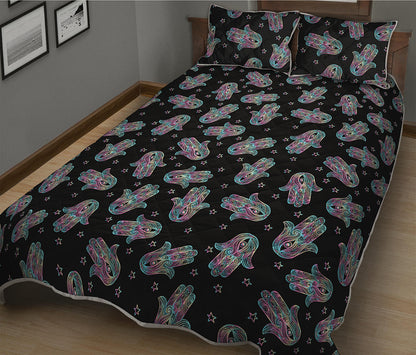 Colorful Hamsa Hand Print Quilt Bed Set