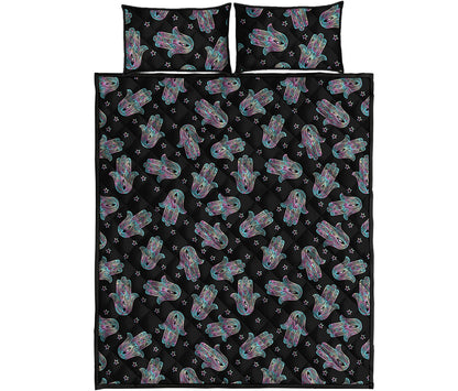 Colorful Hamsa Hand Print Quilt Bed Set
