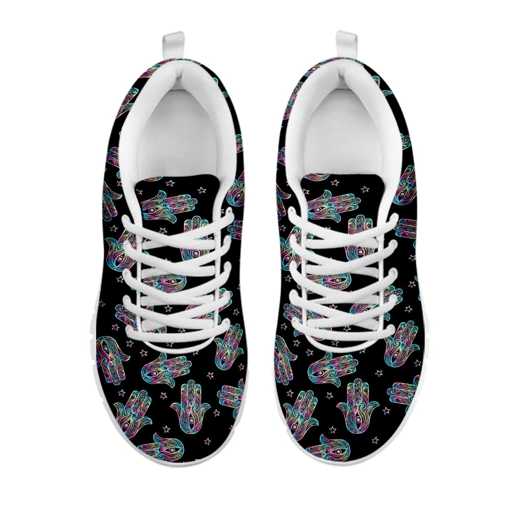 Colorful Hamsa Hand Print White Sneakers