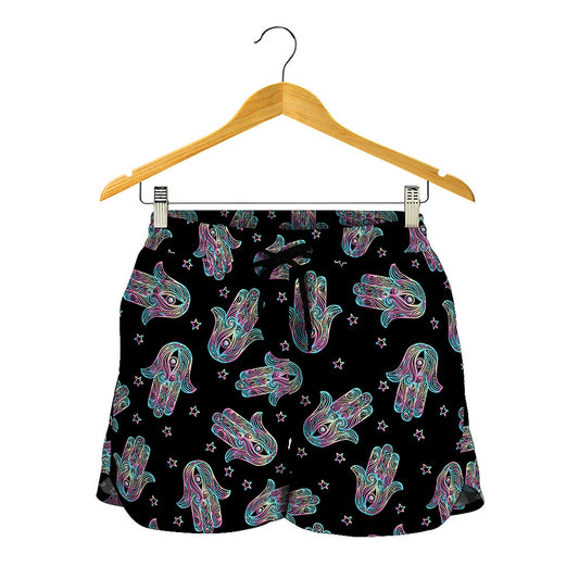 Colorful Hamsa Hand Print Women's Shorts