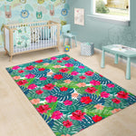 Colorful Hawaii Floral Pattern Print Area Rug GearFrost