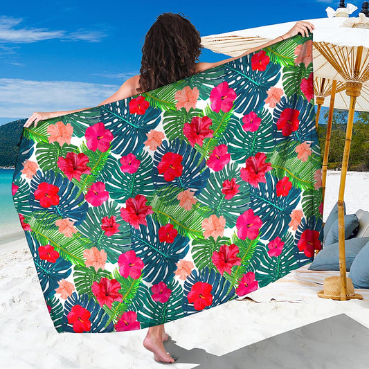 Colorful Hawaii Floral Pattern Print Beach Sarong Wrap