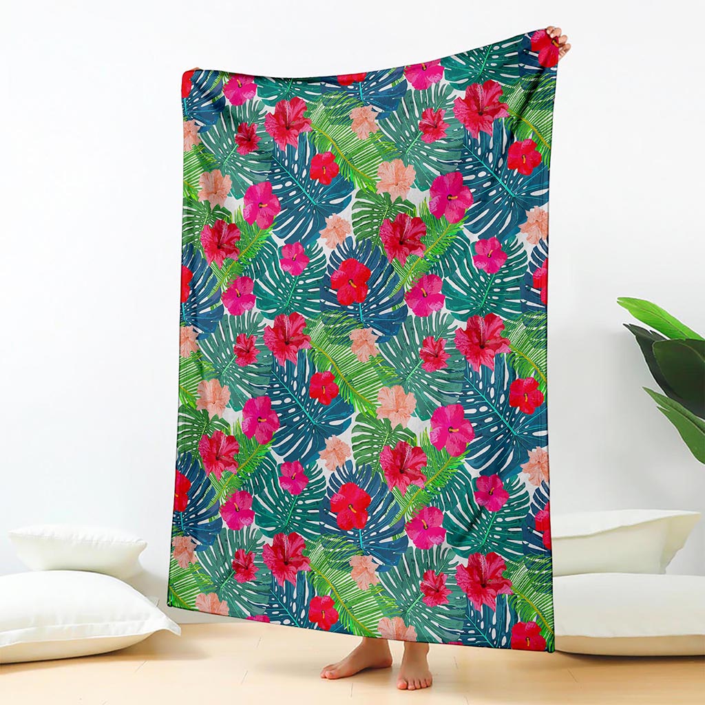 Colorful Hawaii Floral Pattern Print Blanket